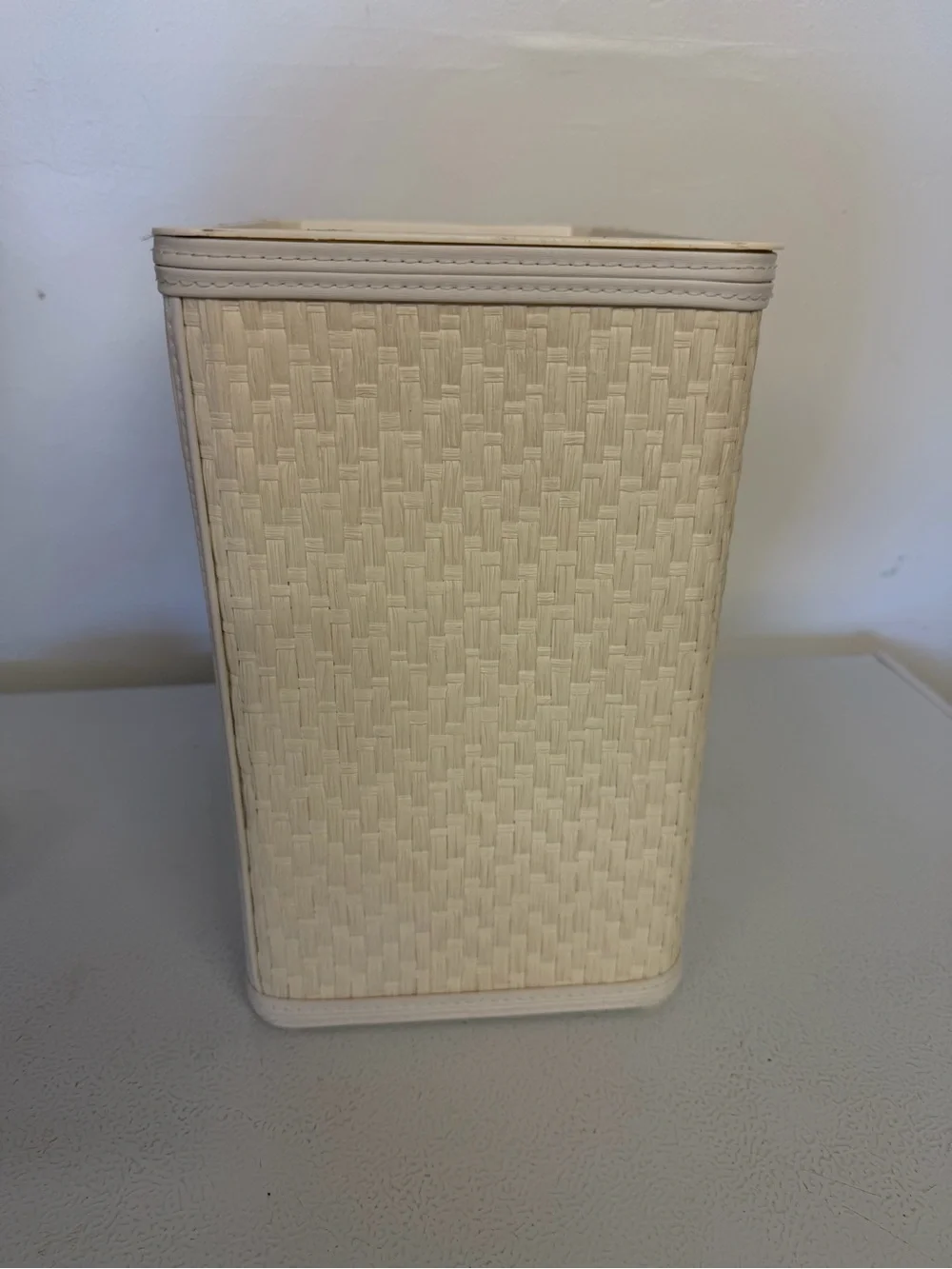 VTG Neutral Cream Wicker Trash Can/Wastebasket - Home Accents